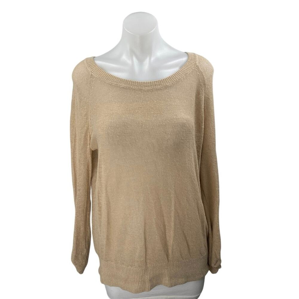 Banana Republic Women's Brown Boatneck Long Sleeve Sheer Open Knit Sweater Top S